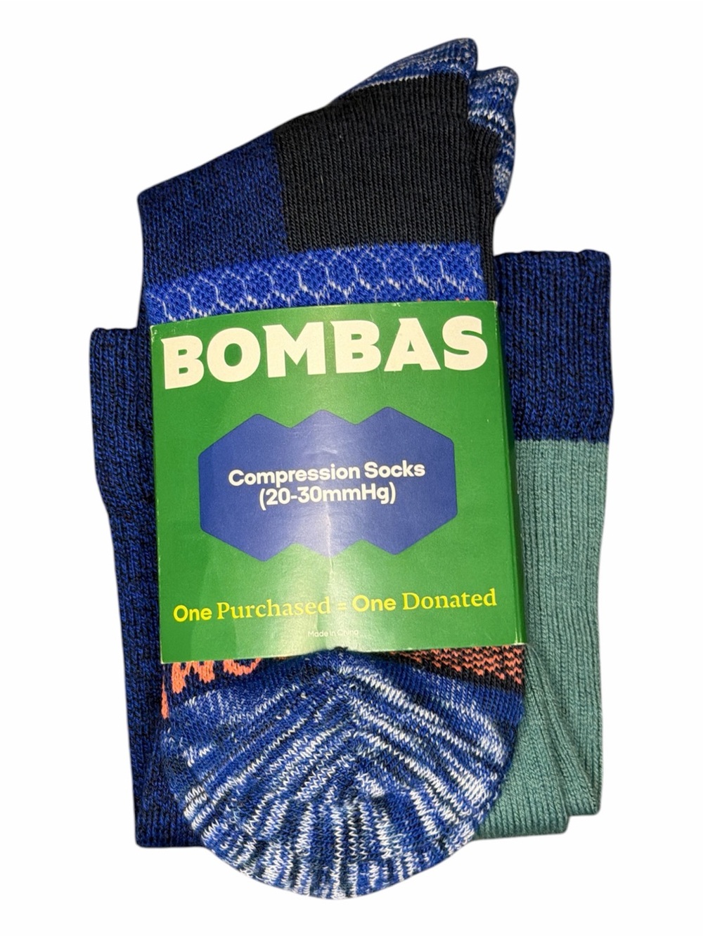 Bombas Compression Socks 20-30 mmHg Midweight Knee High Large Blue New